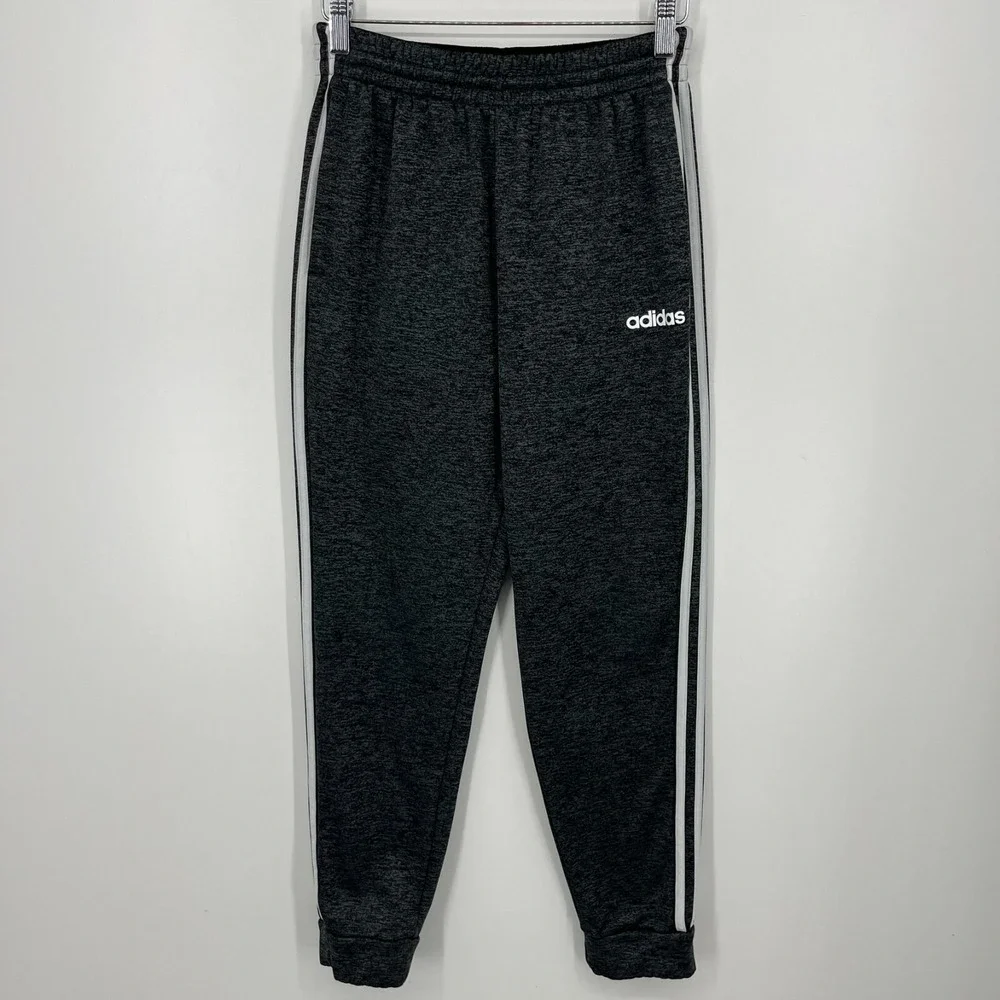Adidas‎ Sweatpants Men's Size S Gray Striped Fleece Lined Drawstring